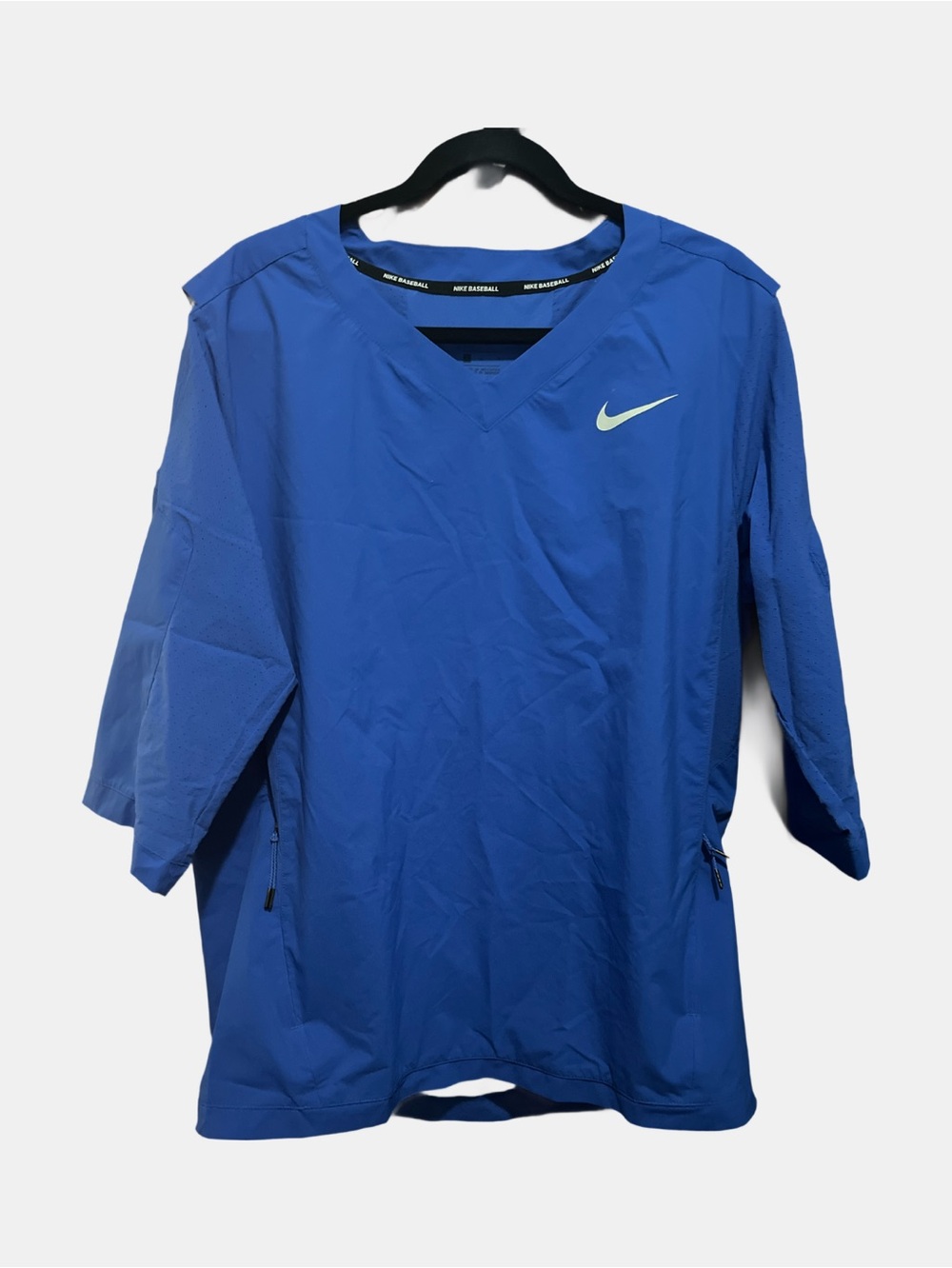 Nike Baseball Pullover Jacket Men Large Blue 3/4 Sleeve Athletic Windbreaker